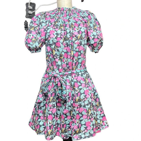Roller‎ Rabbit Manusa Ainsley Mini Dress Black Floral Print Size Small - Picture 3 of 12
